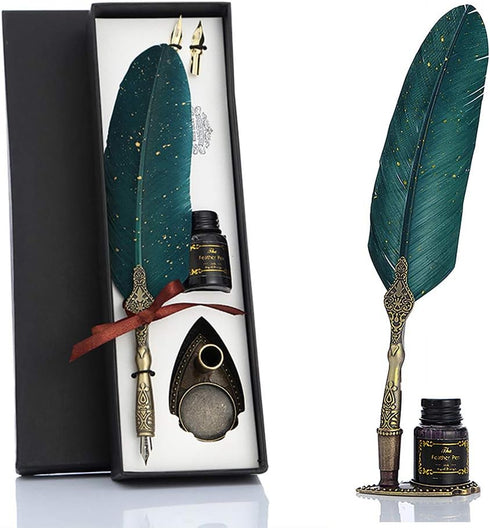 Vintage Carving Feather Pen Set